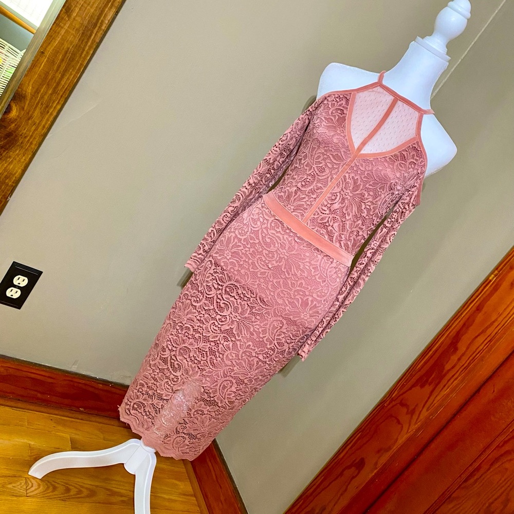 Express Mauve / Dusty Rose Midi Dress - Sz 2